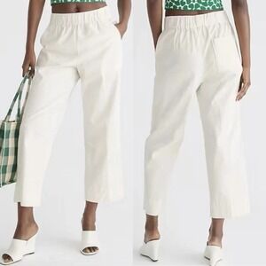 J Crew Womens Astrid Wide Leg Chino Crop Pants Size Large Cream Casual Pull On